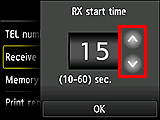 Scherm voor instelling van RX-starttijd