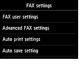 FAX settings screen: Select Easy setup