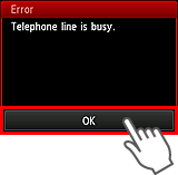 Error screen: Telephone line is busy.