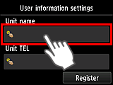 User information settings screen