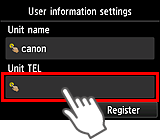 User information settings screen