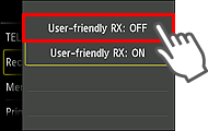 User-friendly RX setting screen: Select OFF