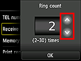 Ring count setting screen