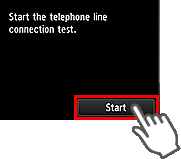 Obrazovka Snadné nastavení: Spuštění zkoušky připojení telefonní linky