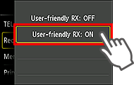 User-friendly RX setting screen: Select ON