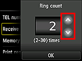 Ring count setting screen