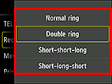 FAX ring pattern setting screen