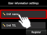 Tela Config. Informações do Usuário
