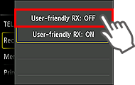 User-friendly RX setting screen: Select OFF