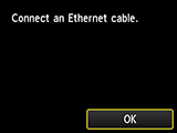 Zaslon Povezava z žičnim omrežjem LAN: povežite s kablom Ethernet