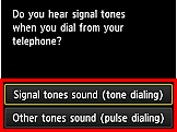 Bildschirm Einfache Einrichtung: Hören Sie beim Wählen Signaltöne des Telefons?