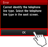 Feilskjermbilde: Kan ikke identifisere type telefonlinje.