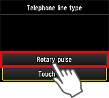 Tela Tipo de linha telefônica: Pulso rotativo