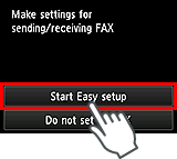 Obrazovka Snadné nastavení: Vytvořit nastavení odesílání a příjmu faxů