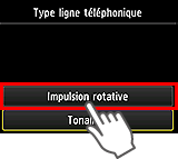 Écran Type ligne téléphonique : Impulsion rotative