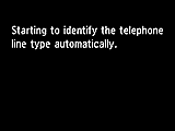 Tela da Configuração fácil: Iniciando a identificação automática do tipo de linha telefônica.