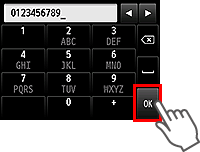 Obrazovka zadania telefónneho čísla jednotky