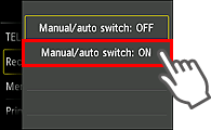 Pantalla de configuración de interruptor manual/auto: Seleccione ON