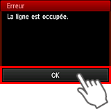 Écran d'erreur : La ligne est occupée.