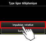 Écran Type ligne téléphonique : Impulsion rotative