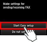 Schermata Impostazione facile: Impostare per invio/ricezione FAX