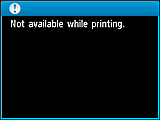 Tela de aviso: Não disponível durante a impressão.