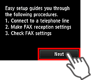 Tela da Configuração fácil: A Configuração fácil orienta você pelos procedimentos a seguir.