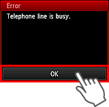 錯誤螢幕：電話線路忙。