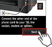 شاشة Easy setup: تحديد Next