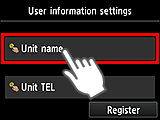 شاشة User information settings