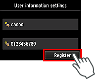 شاشة تأكيد User information settings