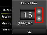 Skærmen til indstilling af RX-starttidspunkt