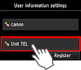 User information settings screen