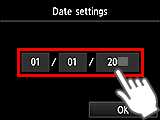 Date setting screen