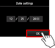 Date confirmation screen