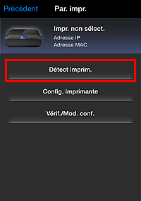 Écran des paramètres de l'application