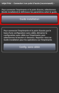 Écran des paramètres de l'application