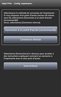 Écran des paramètres de l'application