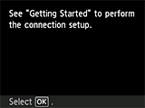USB connection screen: See Getting Started to perform the connection setup