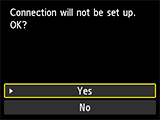 Connection screen: Connection will not be set up