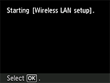 Wireless LAN connection screen: Starting wireless LAN setup