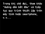 Màn hình Kết nối mạng LAN không dây: Trong khi chờ đợi, tham khảo Hướng dẫn bắt đầu và tiếp tục quy trình thiết lập trên máy tính hoặc smartphone, v.v...
