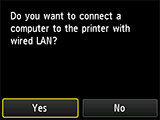 Pantalla de conexión LAN cableada: conectar un ordenador al equipo mediante una LAN cableada