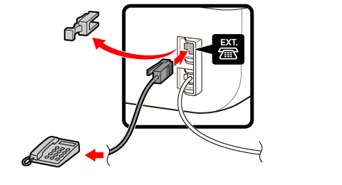 joonis: telefoni ühendamine (sisseehitatud automaatvastaja)