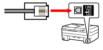kuva: Tarkista puhelinjohdon ja tulostimen välinen yhteys