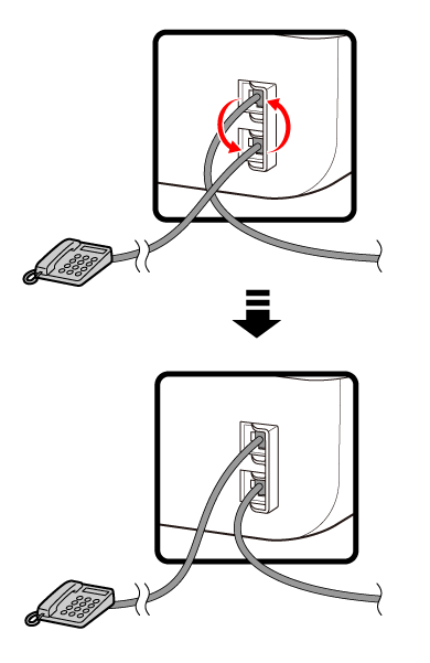 Ábra: Cserélje fel a telefonkábeleket