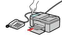 rysunek: Chcę sprawdzać przy każdym połączeniu, czy jest to faks i odbierać faksy, korzystając z panelu operacyjnego