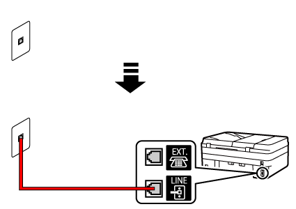 рисунок: Пример подсоединения телефонного кабеля (обычная телефонная линия)
