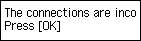 Zaslon Enostavna nastavitev: The connections are incorrect; swap the LINE and EXT. cables (Povezavi nista pravilni, zamenjajte kabla LINE in EXT.)