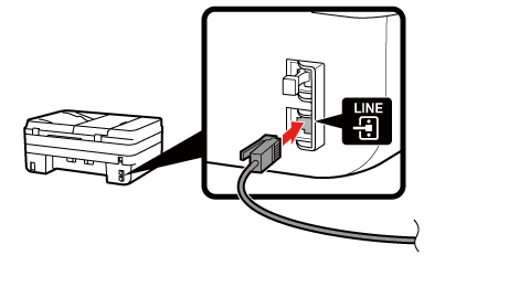 малюнок: Підключення телефонного шнура (до принтера)
